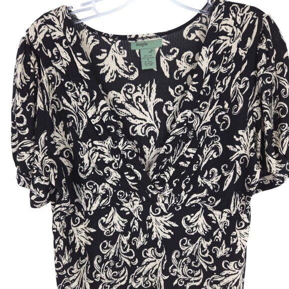 Anthropologie Maple Filigree Damask Silk Dress Empire Flowy Comfy Boho M - Picture 2 of 16